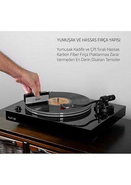 Master Jyr-01 Çift Yönlü Plak Temizlik Fırçası - Kadife ve Anti-Statik Fiber Fırça Bir Arada fırsatları