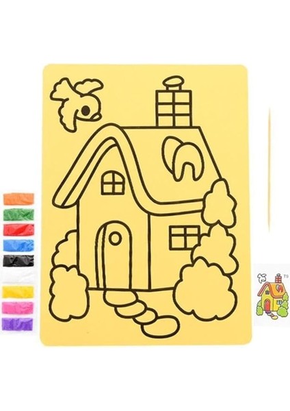 5 Adet, Büyük Boy, Kum Boyama Seti, A4 Boy, Kum Boyama Çalışması, Etkinlik Seti modelleri