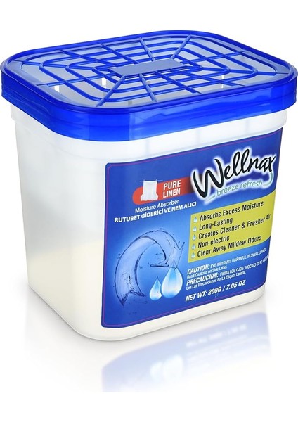 Wellnax Nem Emici Kutusu, Elektriksiz, Enerji Tasarruflu, Nem Emici, Banyo, Bodrum, Mutfak ve Dolap Için Nem Emici ve Koku Giderici, 200 Gram