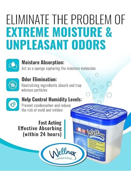 Wellnax Nem Emici Kutusu, Elektriksiz, Enerji Tasarruflu, Nem Emici, Banyo, Bodrum, Mutfak ve Dolap Için Nem Emici ve Koku Giderici, 200 Gram fiyatları