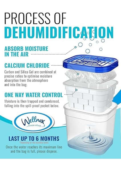 Wellnax Nem Emici Kutusu, Elektriksiz, Enerji Tasarruflu, Nem Emici, Banyo, Bodrum, Mutfak ve Dolap Için Nem Emici ve Koku Giderici, 200 Gram modelleri