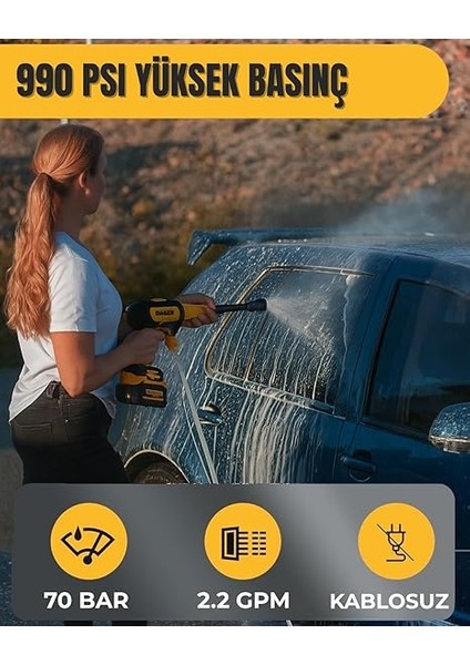 Aqua Force 36V Kömürsüz Şarjlı Yüksek Basınçlı Yıkama Makinesi Seti | Çift 5.0AH Akü + Köpük Tabancası | 70 Bar modelleri