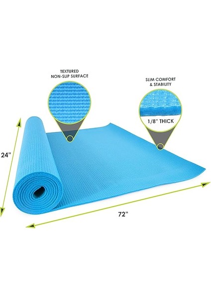 Klasik Yoga Matı 3 mm Kalınlığında, Ekstra Uzun 183 Cm, Kaymaz Tutuşlu, Yoga, Pilates ve Egzersiz Için Hafif Fitness Matı fırsatları