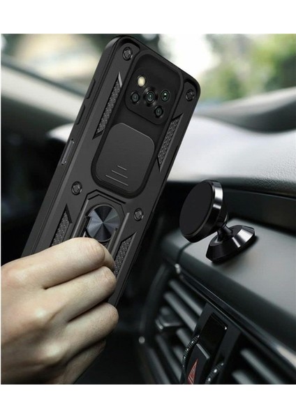 Poco X3 Pro Uyumlu Tank Kılıf Yüzüklü Standlı Extra Darbe Koruma Zırhlı Outdoor Kapak - Siyah indirimleri