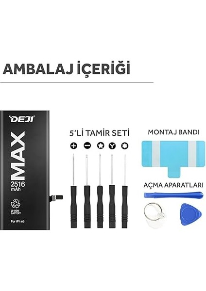 iPhone 6s Uyumlu Batarya 2516 Mah Mucize Batarya Deji indirimleri