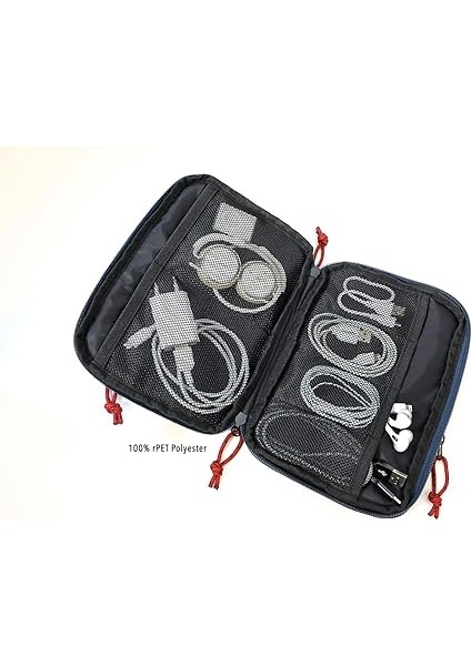 Business Tech Pouch 2 Kablo Çantası Elektronik Aksesuarlar Için Polyester Mavi Renkte, Ölçüler: 23,5 cm x 17 cm x 3,5 Cm, BGO44/DB, Mavi, 23,5cm, Modern fiyatları
