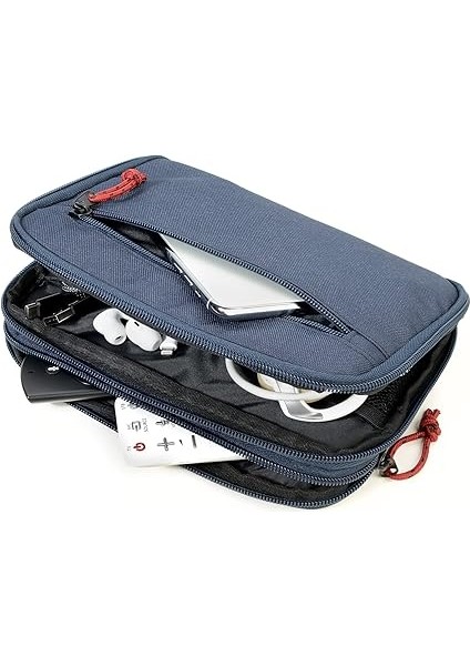 Business Tech Pouch 2 Kablo Çantası Elektronik Aksesuarlar Için Polyester Mavi Renkte, Ölçüler: 23,5 cm x 17 cm x 3,5 Cm, BGO44/DB, Mavi, 23,5cm, Modern modelleri