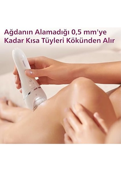 Epilasyon Cihazı, Islak ve Kuru Kablosuz Kullanım, Ekstra Geniş Başlık, LED Işık, Hassas Bölge Başlığı, Optimum Temas Başlığı, 10 Dakikada Pürüzsüz Cilt, Beyaz Renk, BRE700/05 fırsatları