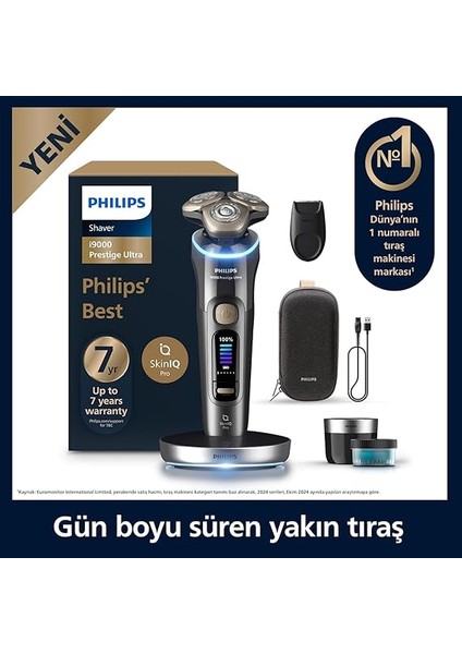 I9000 Ultra Prestige Islak ve Kuru Tıraş Makinesi, Skinıq Pro, 360° Hassas Başlıklar, Şarj Standı, Temizleme Ünitesi ve Seyahat Çantası Hediyeli, XP9402/31 fiyatları