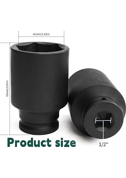 Matkap Somunları 41 Mm, Altıgen Lokma Anahtarı 1/2 Inç Cr-V Çelik Darbeli Matkap Somun Inşaat Makineleri Için (78 mm Toplam Uzunluk) fiyatları