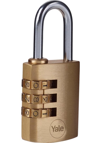 Y150B/30/125/1 Şifreli Pirinç Asma Kilit, Standart Koruma, Çelik Halka, 3 Haneli Şifre, Sarı