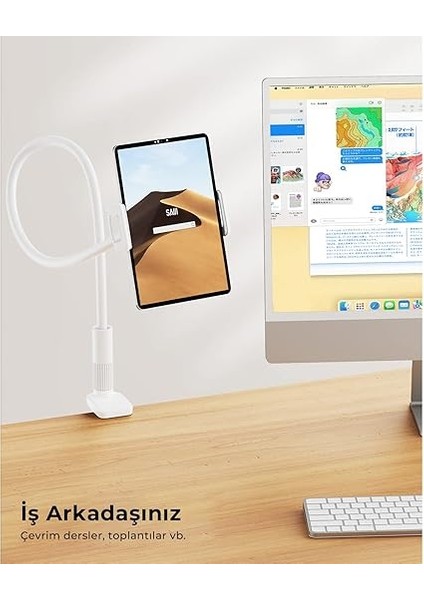 Saiji Datura Is 100CM Akrobat Flexible Ayarlanabilir Telefon Tablet Tutucu Beyaz fırsatları