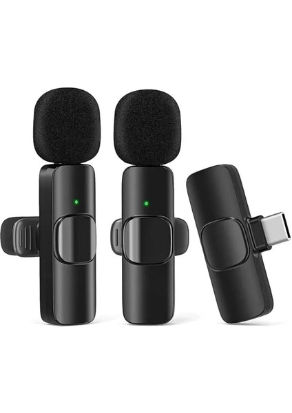 Kablosuz Ikili Yaka Mikrofonu Type C 2 Li Mikrofon Youtube Tik Tok Vlog fiyatları