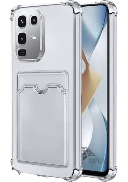 Infinix Note 50 Uyumlu Kartlıklı Kılıf Darbe Emici Köşe Korumalı Cüzdanlı Esnek Silikon Kapak - Şeffaf