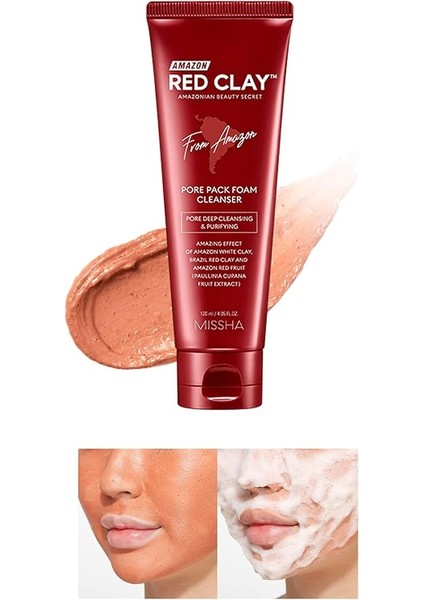 Gözenekli Ciltler Için Amazon Kili Temizleyici 120ML Amazon Red Clay Pore Pack Foam Cleanser