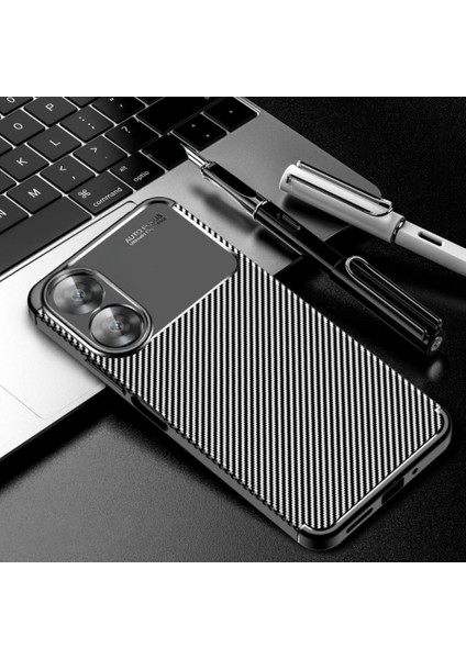 Redmi 15C Uyumlu Silikon Kılıf Karbon Desenli Darbe Emici Autofocus Tam Koruma Kapak - Lacivert modelleri