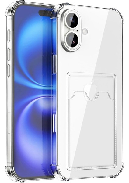 Apple iPhone 17 Uyumlu Kartlıklı Kılıf Darbe Emici Köşe Korumalı Cüzdanlı Esnek Silikon Kapak - Şeffaf modelleri