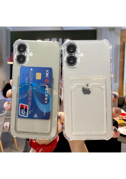 Apple iPhone 17 Uyumlu Kartlıklı Kılıf Darbe Emici Köşe Korumalı Cüzdanlı Esnek Silikon Kapak - Şeffaf fırsatları