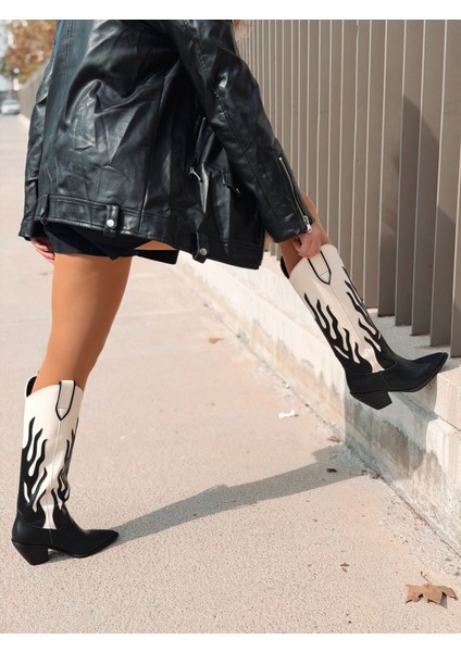 Uldra Kadın Kovboy Çizme Siyah Mat Deri fiyatları