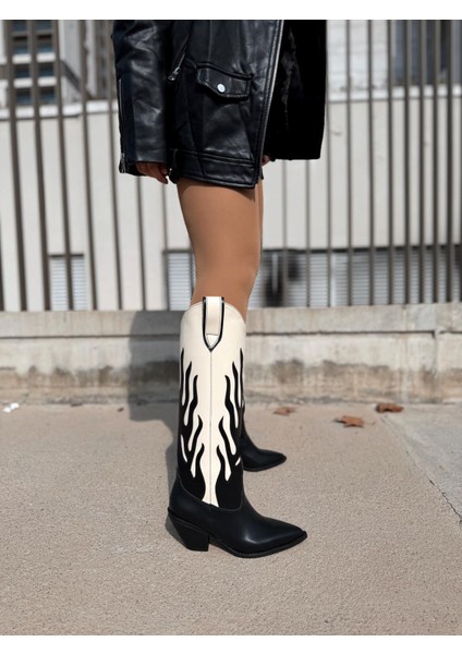 Uldra Kadın Kovboy Çizme Siyah Mat Deri fırsatları