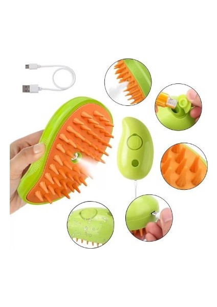 Şarjlı Soğuk Buharlı Kedi Köpek Fırçası Tarağı (2818)