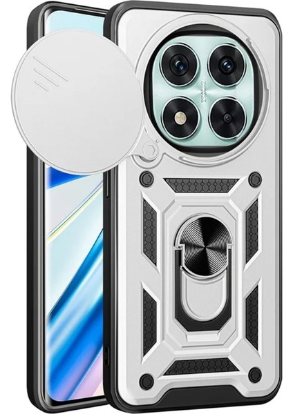 Poco X7 Uyumlu Tank Kılıf Yüzüklü Standlı Extra Darbe Koruma Zırhlı Outdoor Kapak - Gri