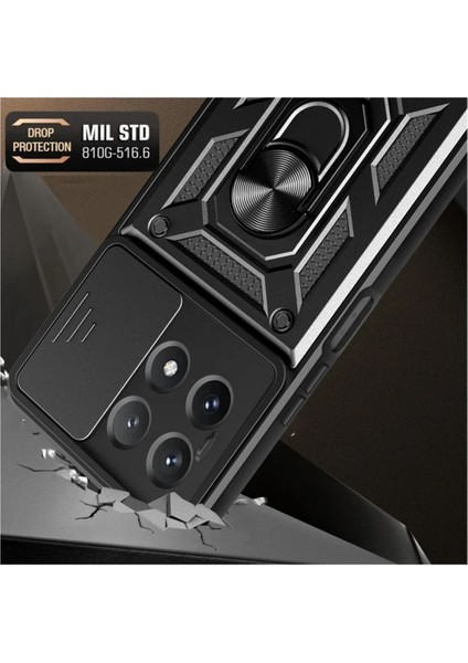 Poco X6 Pro Uyumlu Tank Kılıf Yüzüklü Standlı Extra Darbe Koruma Zırhlı Outdoor Kapak - Gri modelleri