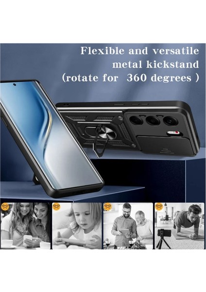 Tecno Camon 40 4g Uyumlu Tank Kılıf Yüzüklü Standlı Extra Darbe Koruma Zırhlı Outdoor Kapak - Siyah modelleri