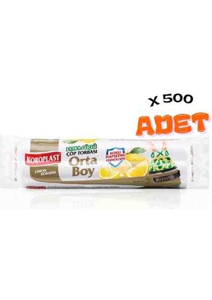 Ekstra Güçlü Limon Kokulu Orta Boy Çöp Poşeti 15'li x 500 Adet