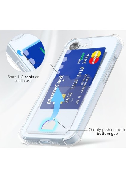 Apple iPhone 16E Uyumlu Kartlıklı Kılıf Darbe Emici Köşe Korumalı Cüzdanlı Esnek Silikon Kapak - Şeffaf fiyatları