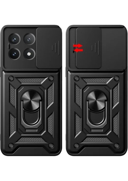 Poco X6 Pro Uyumlu Tank Kılıf Yüzüklü Standlı Extra Darbe Koruma Zırhlı Outdoor Kapak - Kırmızı fiyatları