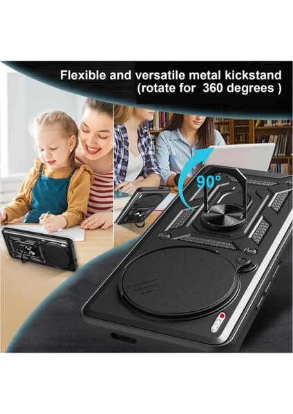 Tecno Camon 40 Premier 5g Uyumlu Tank Kılıf Yüzüklü Standlı Extra Darbe Koruma Zırhlı Outdoor Kapak - Lacivert modelleri