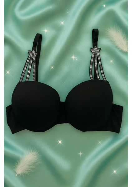 Taş Detaylı Siyah Push Up Sütyen Takımı fiyatları