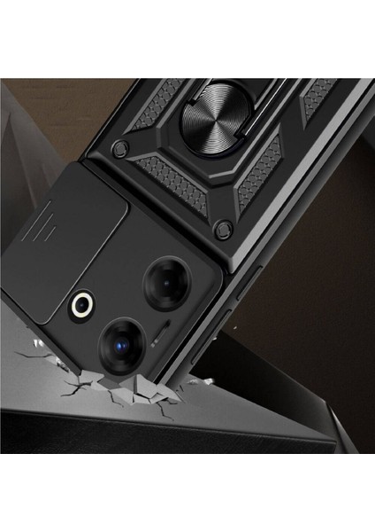 Tecno Camon 20 Uyumlu Tank Kılıf Yüzüklü Standlı Extra Darbe Koruma Zırhlı Outdoor Kapak - Lacivert fiyatları