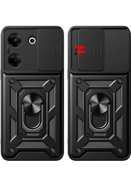 Tecno Camon 20 Uyumlu Tank Kılıf Yüzüklü Standlı Extra Darbe Koruma Zırhlı Outdoor Kapak - Lacivert modelleri