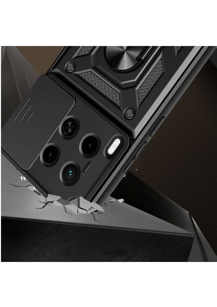 Tecno Camon 30 Cl6 Uyumlu Tank Kılıf Yüzüklü Standlı Extra Darbe Koruma Zırhlı Outdoor Kapak - Lacivert modelleri