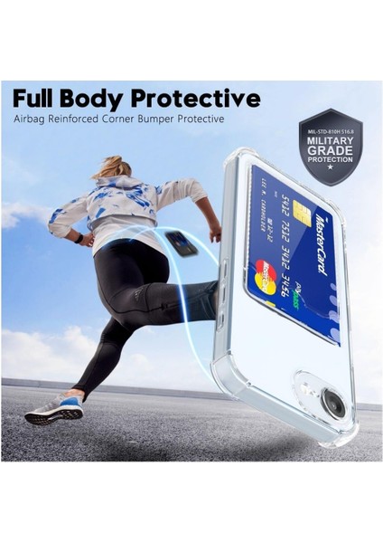 Apple iPhone 16E Uyumlu Kartlıklı Kılıf Darbe Emici Köşe Korumalı Cüzdanlı Esnek Silikon Kapak - Füme indirimleri