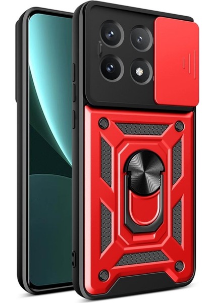 Poco X6 Pro Uyumlu Tank Kılıf Yüzüklü Standlı Extra Darbe Koruma Zırhlı Outdoor Kapak - Yeşil