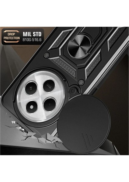 Redmi 14C Uyumlu Tank Kılıf Yüzüklü Standlı Extra Darbe Koruma Zırhlı Outdoor Kapak - Siyah fiyatları