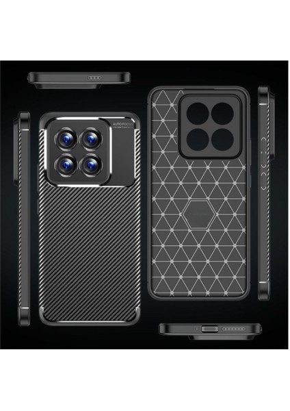 Xiaomi 15T Uyumlu Silikon Kılıf Karbon Desenli Darbe Emici Autofocus Tam Koruma Kapak - Siyah modelleri