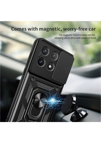 Poco X6 Pro Uyumlu Tank Kılıf Yüzüklü Standlı Extra Darbe Koruma Zırhlı Outdoor Kapak - Lacivert indirimleri