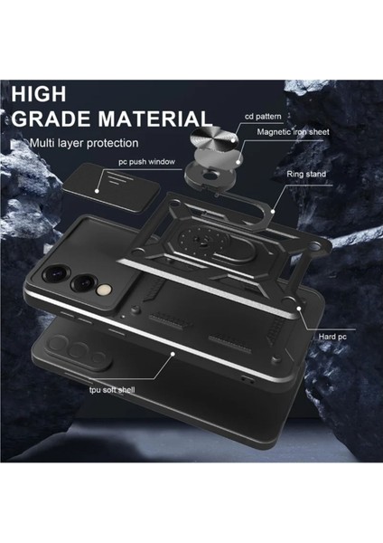 Samsung Galaxy S25 Edge Uyumlu Tank Kılıf Yüzüklü Standlı Extra Darbe Koruma Zırhlı Outdoor Kapak - Yeşil fırsatları