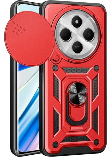 Redmi 14C Uyumlu Tank Kılıf Yüzüklü Standlı Extra Darbe Koruma Zırhlı Outdoor Kapak - Yeşil