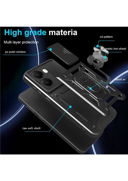 Poco X7 Pro Uyumlu Tank Kılıf Yüzüklü Standlı Extra Darbe Koruma Zırhlı Outdoor Kapak - Yeşil indirimleri