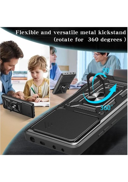 Redmi Note 14 4g Uyumlu Tank Kılıf Yüzüklü Standlı Extra Darbe Koruma Zırhlı Outdoor Kapak - Kırmızı fırsatları