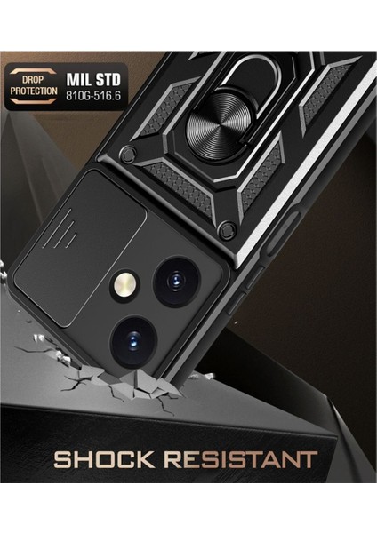 Vivo Y27 Uyumlu Tank Kılıf Yüzüklü Standlı Extra Darbe Koruma Zırhlı Outdoor Kapak - Lacivert fiyatları