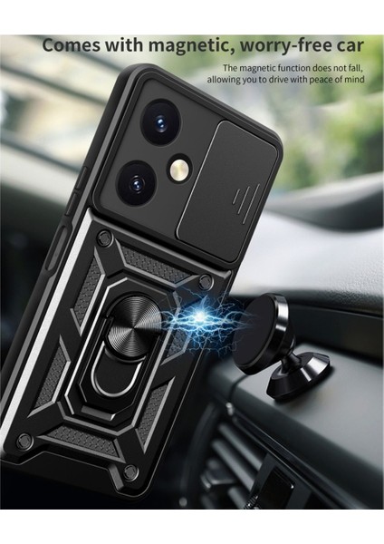 Vivo Y27 Uyumlu Tank Kılıf Yüzüklü Standlı Extra Darbe Koruma Zırhlı Outdoor Kapak - Lacivert fırsatları