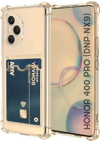 Honor 400 Pro Uyumlu Kartlıklı Kılıf Darbe Emici Köşe Korumalı Cüzdanlı Esnek Silikon Kapak - Füme