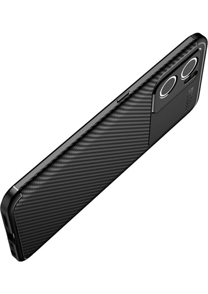 Oppo Reno 14 Uyumlu Silikon Kılıf Karbon Desenli Darbe Emici Autofocus Tam Koruma Kapak - Siyah modelleri