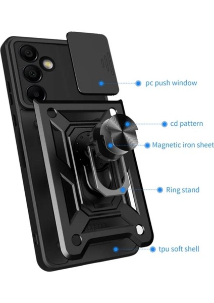 Samsung Galaxy A25 Uyumlu Tank Kılıf Yüzüklü Standlı Extra Darbe Koruma Zırhlı Outdoor Kapak - Yeşil indirimleri